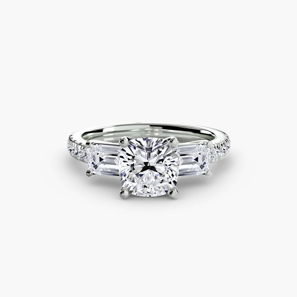 Three-Stone Ring with Pavé Band 4
