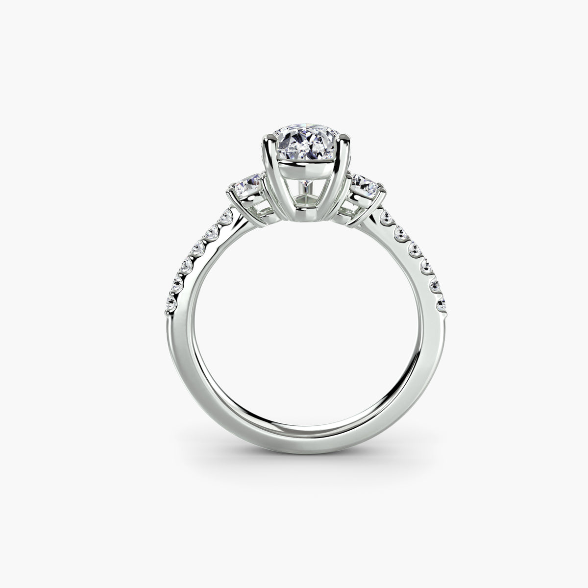 Three-Stone Ring with Pavé Band 5