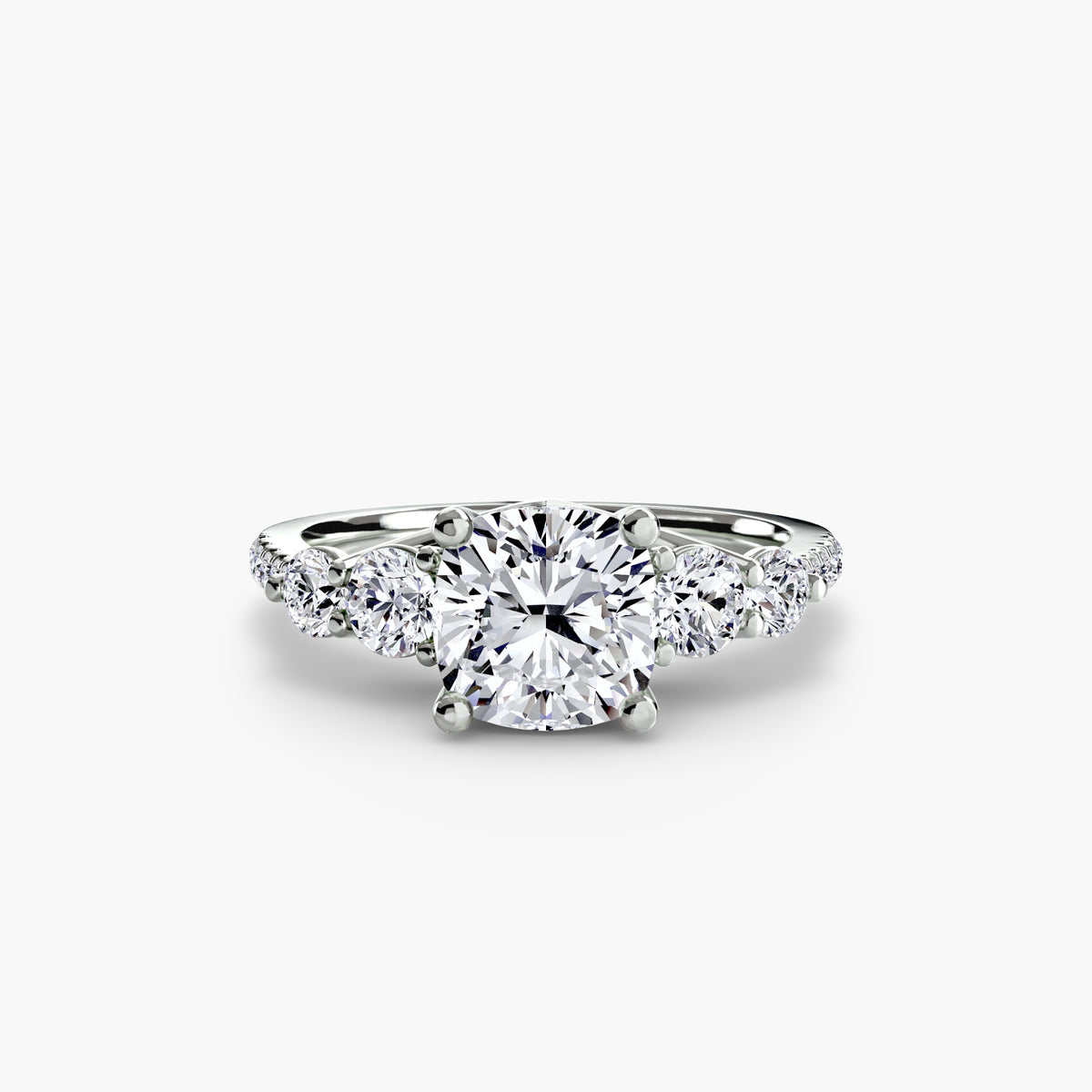 Five Stone Ring with Pavé Band